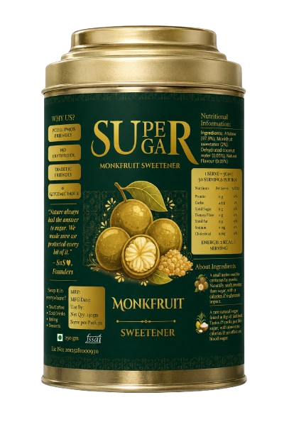 SuperSugar Monk Fruit Sweetener tin